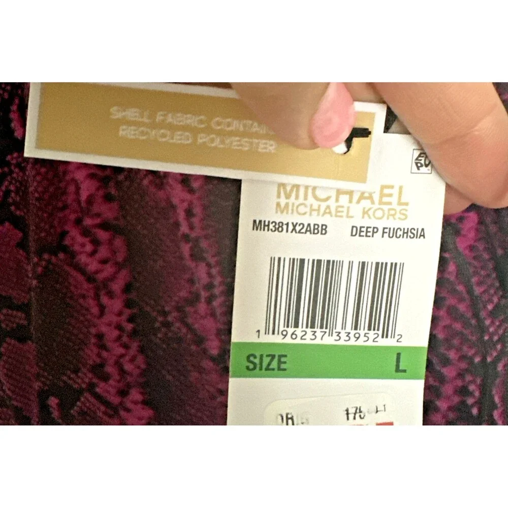 Michael Kors Women's Snakeskin-Print Sleeveless Midi Dress Fuchsia L (NO BELT)